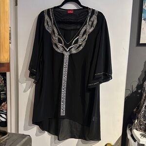 Flowy Black Bead Embellished Women's Top!!! Size XL